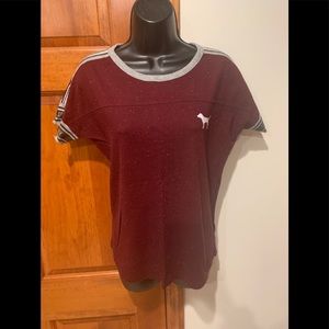 Victoria Secret PINK T Shirt Small Burgundy Campu